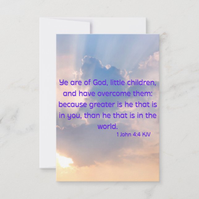1 John 4:4 KJV Bible Verse Pic Flat Greeting Card (Front)