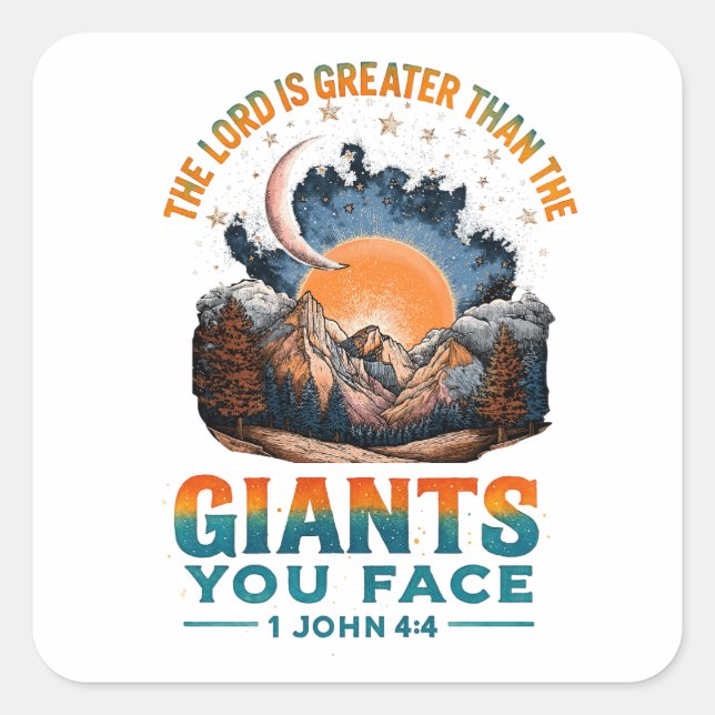 1 John 4:4  Square Sticker (Front)