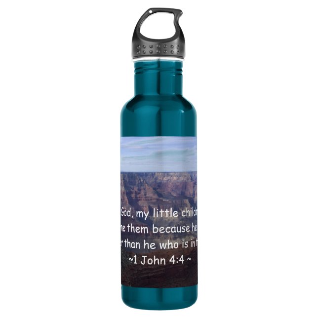 1 John 4:4 Stainless Steel Water Bottle (Front)