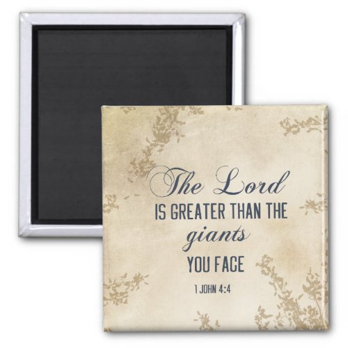 1 John 4 4 The Lord is Greater Inspirational Quote Magnet