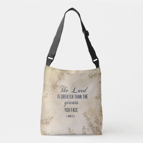 1 John 4 4 The Lord is Greater than giants Bible  Crossbody Bag