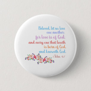1 John 4:7 Bible Verse Rainbow Text Button