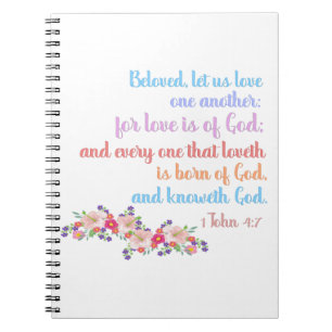 1 John 4:7 Bible Verse Rainbow Text Notebook