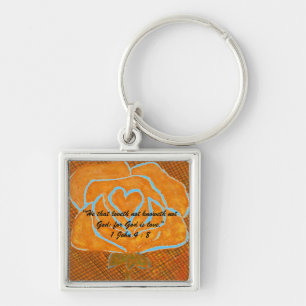 1 John 4:8 "---for God is love." Bible truths Key Keychain