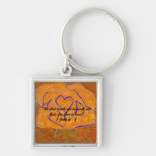 1 John 4:8 "---for God is love." Bible truths  Key Keychain (Front)