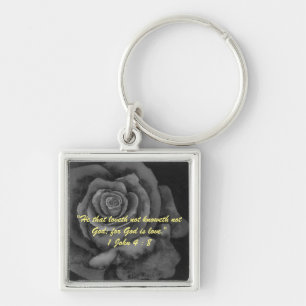 1 John 4:8 "---for God is love." Bible truths Key Keychain