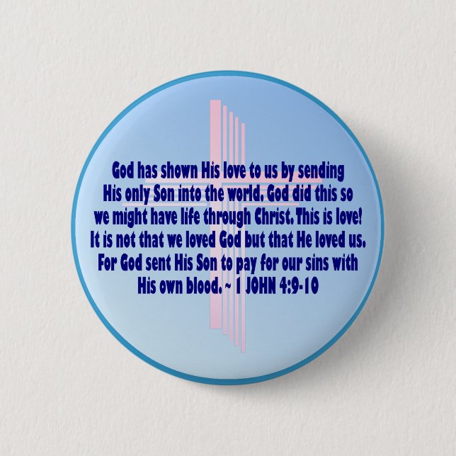 1 John 4:9-10 Pinback Button (Front)