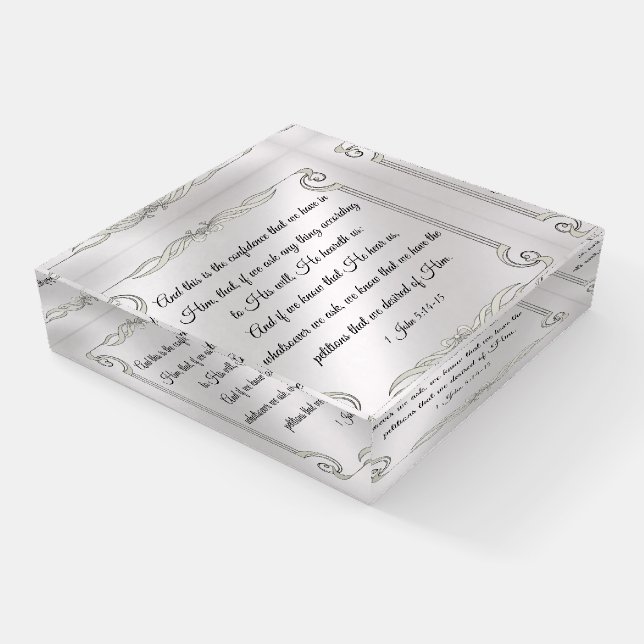 1 John 5:14-15  Paperweight (Angled)