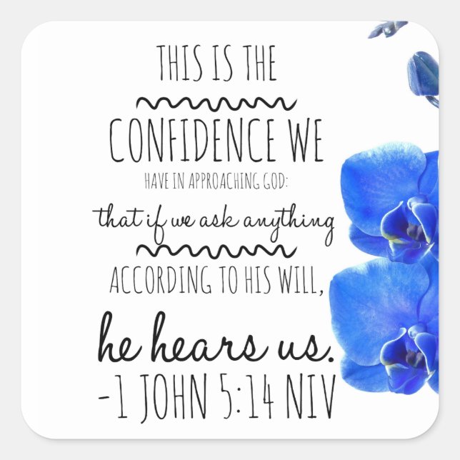 1 John 5:14 Bible Verse Square Sticker (Front)