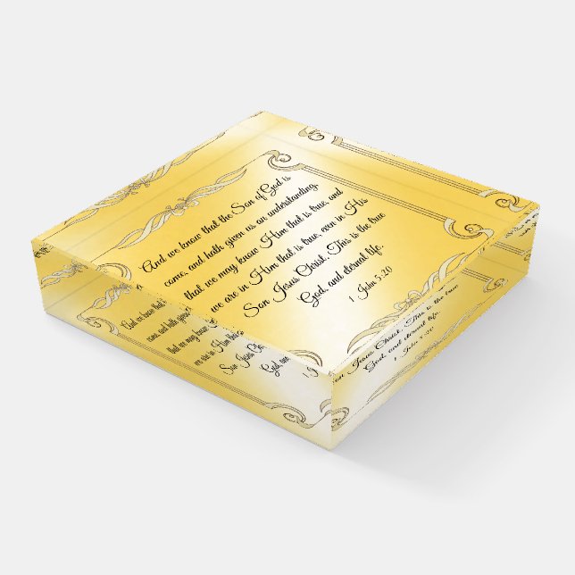 1 John 5:20  Paperweight (Angled)