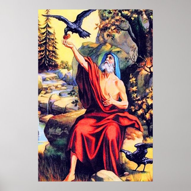 1 Kings 17 God Sends Food to Elijah poster (Front)