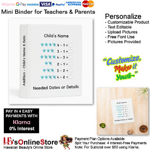 1 Learn Subtraction Child's Name Date Teacher  Mini Binder