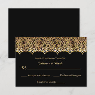 #1 Leopard Print Gold Diamonds RSVP Invitation