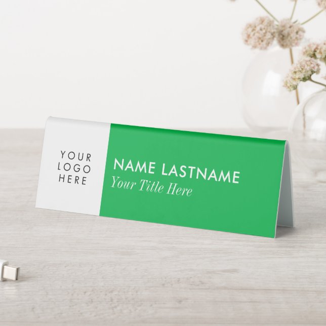 1 - Logo Minimal Custom Text Bright Green Name Table Tent (In SItu (Table))