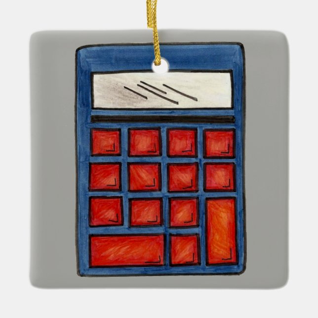 #1 Math Teacher School Calculator Education Gift Ceramic Ornament (Front)