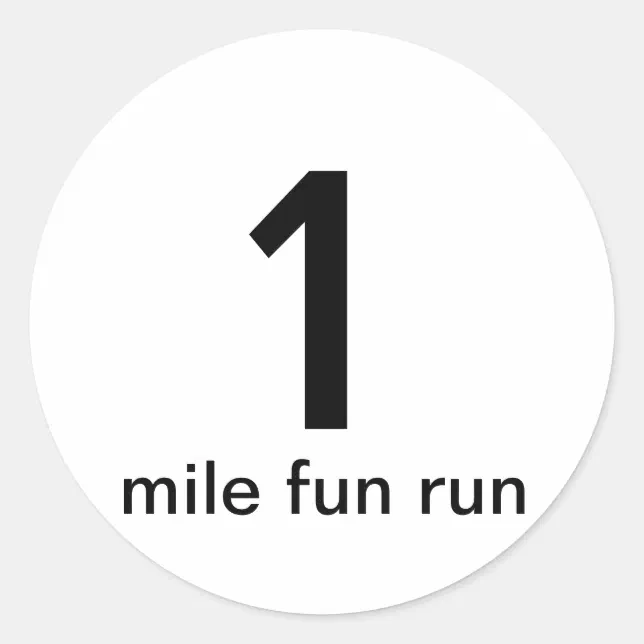1 Mile Fun Run Sticker | Zazzle