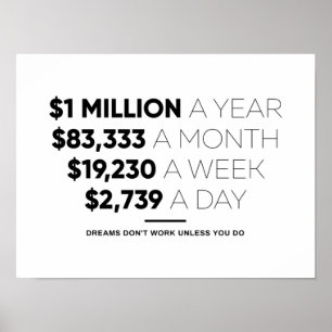 1 Million a Year Motivational Quote Poster