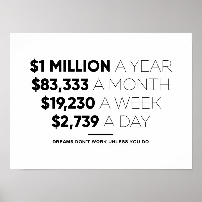 1 Million a Year | Motivational Quote Poster (Front)