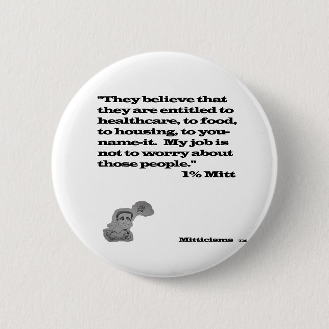 1% Mitt Pinback Button (Front)