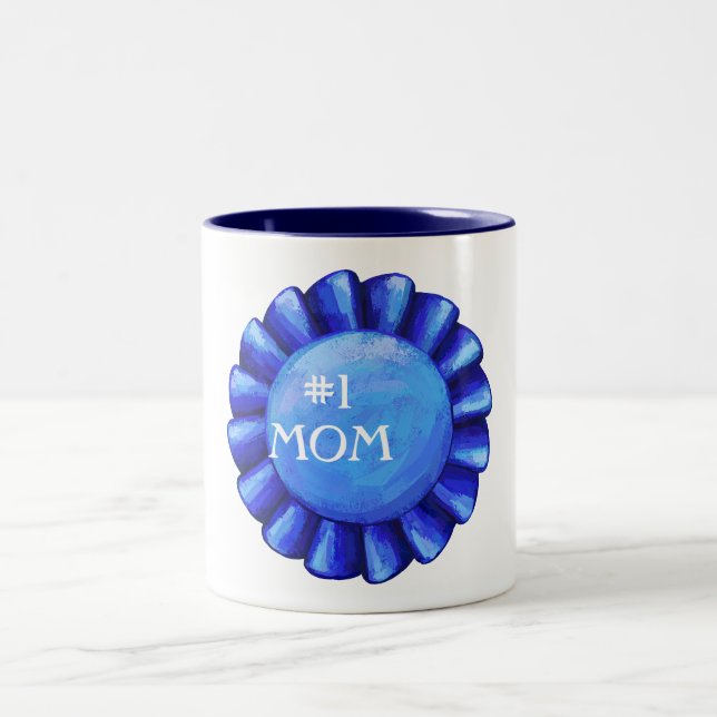 #1 Mom Blue Badge Mug (Center)