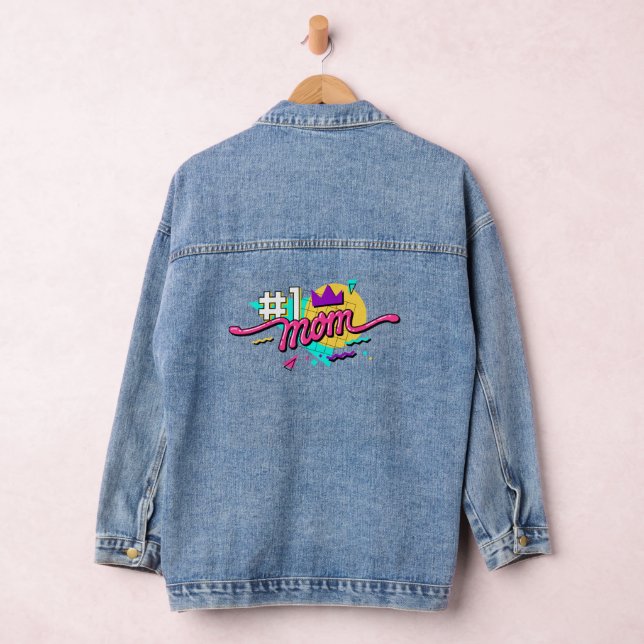 #1 Mom Comic Book Style Denim Jacket (Hangar)