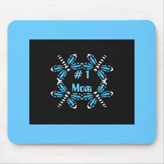 # 1 Mom, Dragonflies, purple & blue on black Mouse Pad