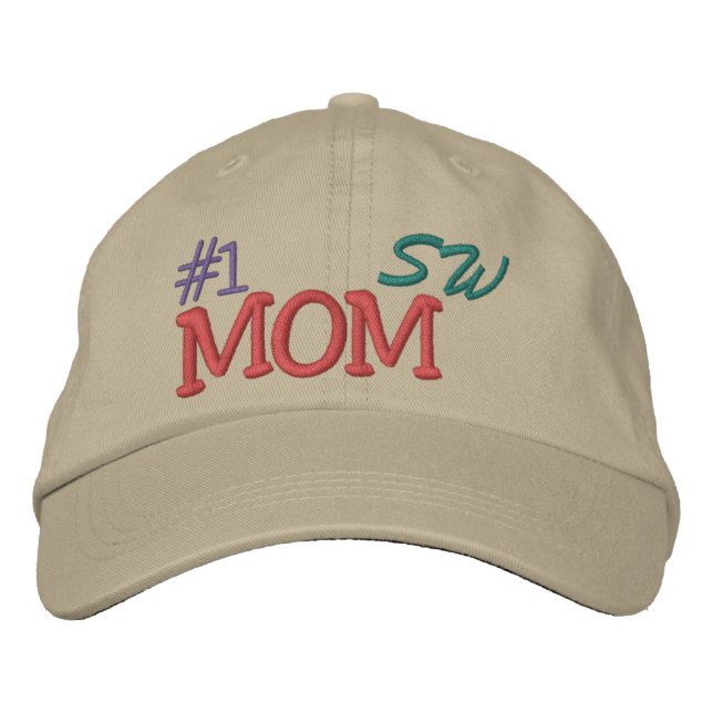 #1 Mom  ... ; ) Embroidered Baseball Hat (Front)