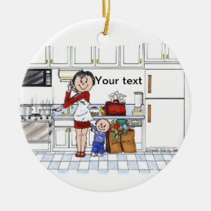 #1 Mom - Friendly Folks Ceramic Ornament