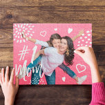 #1 Mom Full Photo, Hearts & Dot Pattern Jigsaw Puzzle<br><div class="desc">Capture a special family memory or occasion with our beautiful personalized family photo jigsaw puzzle. The design features a full photo of the layout. "#1 Mom" is displayed in a beautiful trendy brush script white overlay with fun hearts and dot patterns. Make a special family memory with this fun family...</div>