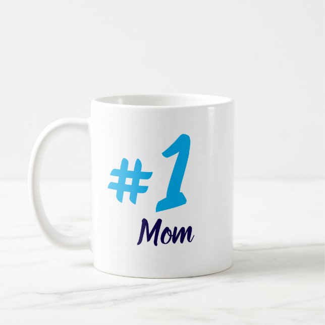 #1 Mom light blue Coffee Mug (Left)