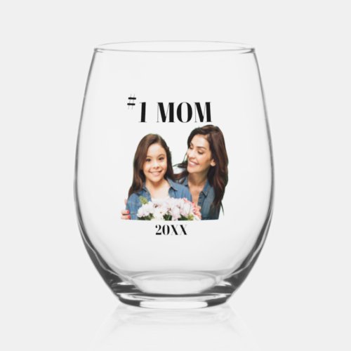 1 MomPhoto Stemless Wine Glass
