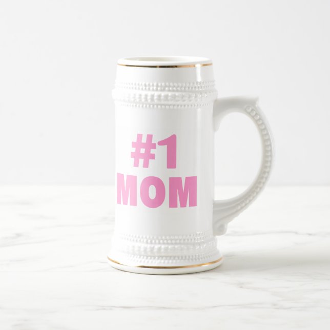 #1 Mom (Pink) Beer Stein (Right)