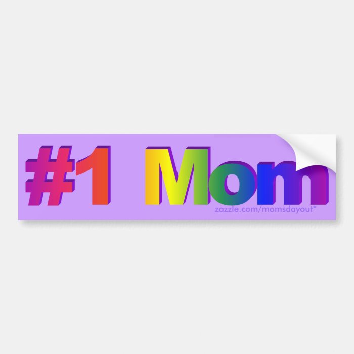 #1 Mom Rainbow 3D Violet Bumper sticker