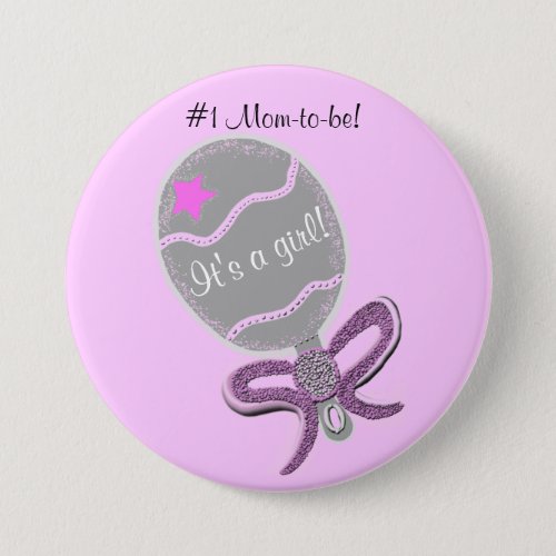 1 Mom_to_be Its a Girl Baby Shower Pink Button