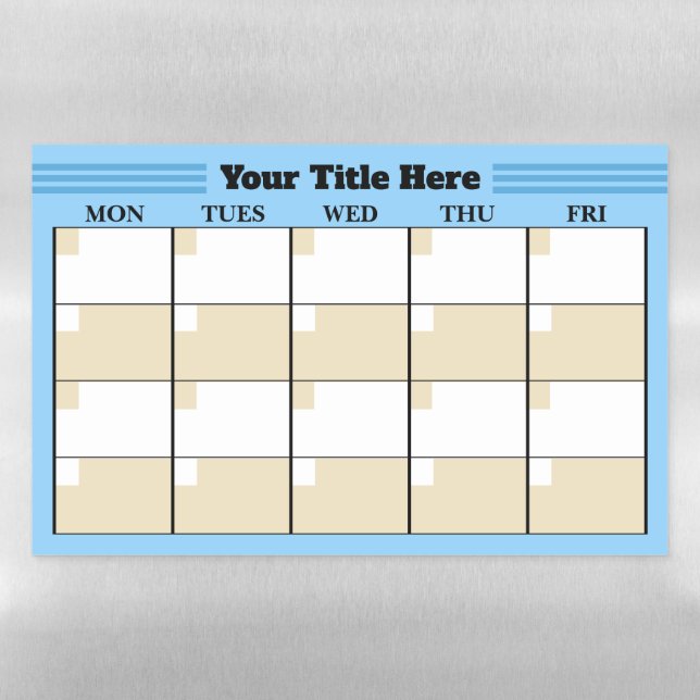1 month 5 day custom project schedule calendar magnetic dry erase sheet (Horizontal)