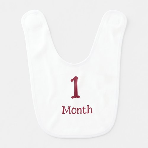 1 month custom white dark red baby bib