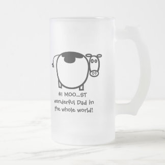 #1 Moo...st Wonderful Father - Customized Frosted Glass Beer Mug