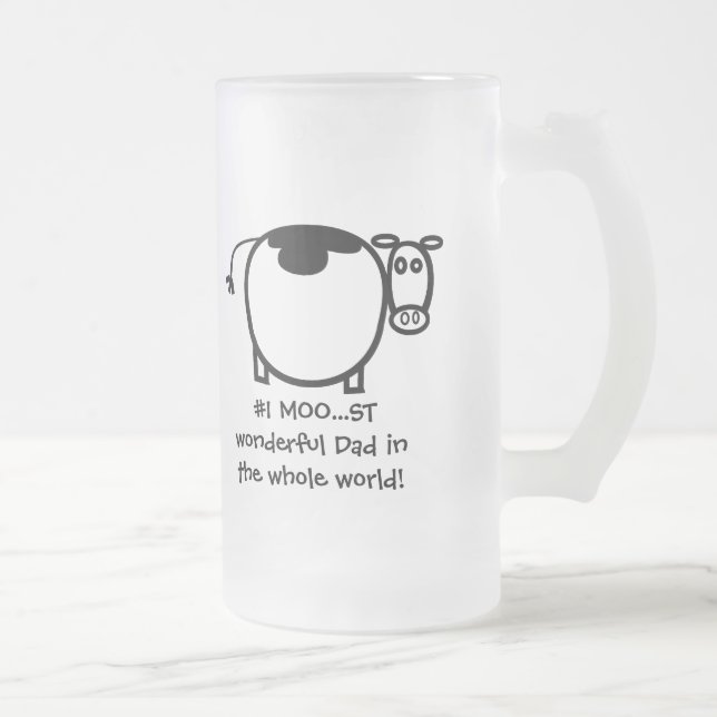 #1 Moo...st Wonderful Father - Customized Frosted Glass Beer Mug (Right)