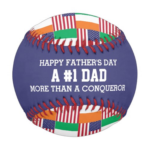 1 NUMBER 1 DAD Fathers Day IRISH AMERICAN FLAG Baseball