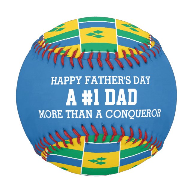 #1 NUMBER 1 DAD Father's Day ST VINCENT Flag Baseball (Front)
