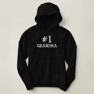 #1 Number One Grandma Embroidery Embroidered Hoodie