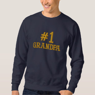 #1 Number One Grandpa Embroidery Embroidered Sweatshirt