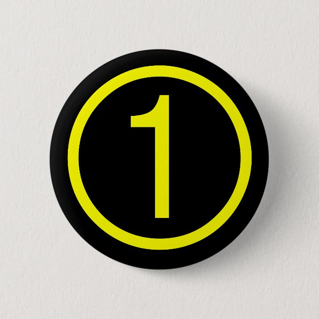 1 number one pinback button (Front)