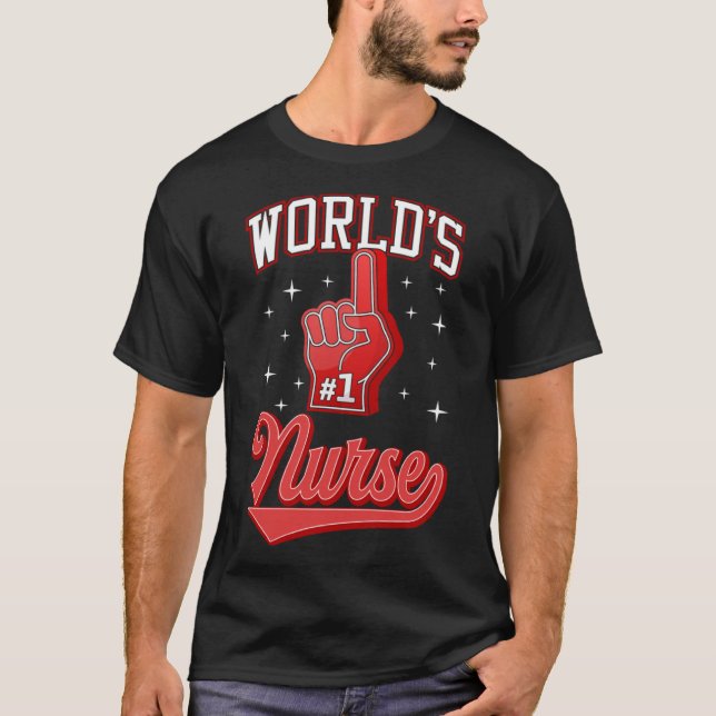 1 Nurse World s Number One Nurse Foam Finger Graph T-Shirt (Front)