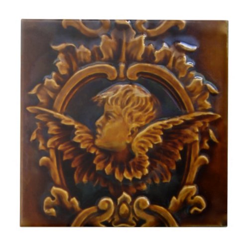 1 of 2 Antique Victorian Cherub Angel Tile Repros