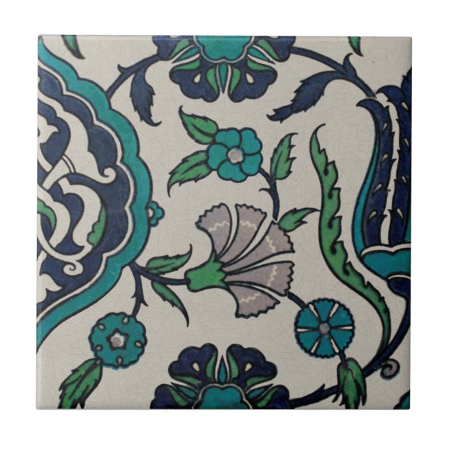 1 of 2 Persian Overall Floral Carnation Repro  Ceramic Tile (Front)