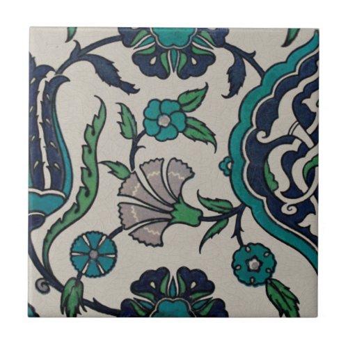 1 of 2 Persian Overall Floral Carnation Repro  Ceramic Tile