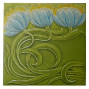 #1 of 3 Repro German Art Nouveau Jugendstil Ceramic Tile