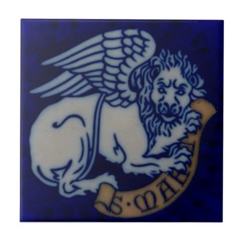 1 of 4 Evangelist St Mark Winged Lion Reproduction Ceramic Tile