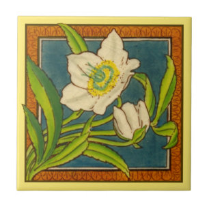 1 of set of 8 repro Victorian Maw colorful floral Ceramic Tile